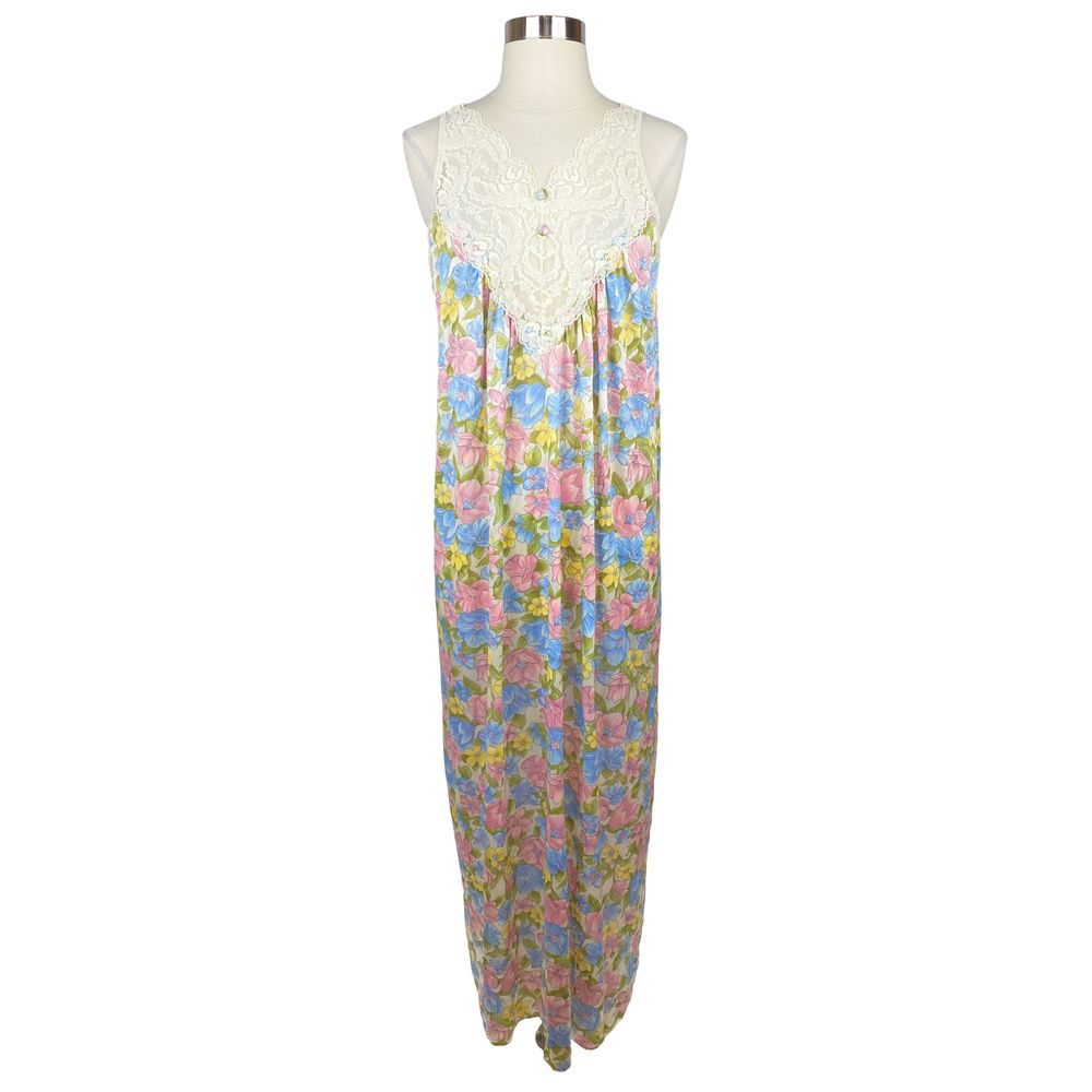 Vintage Vassarette Lace Floral Night Gown - Size Medium